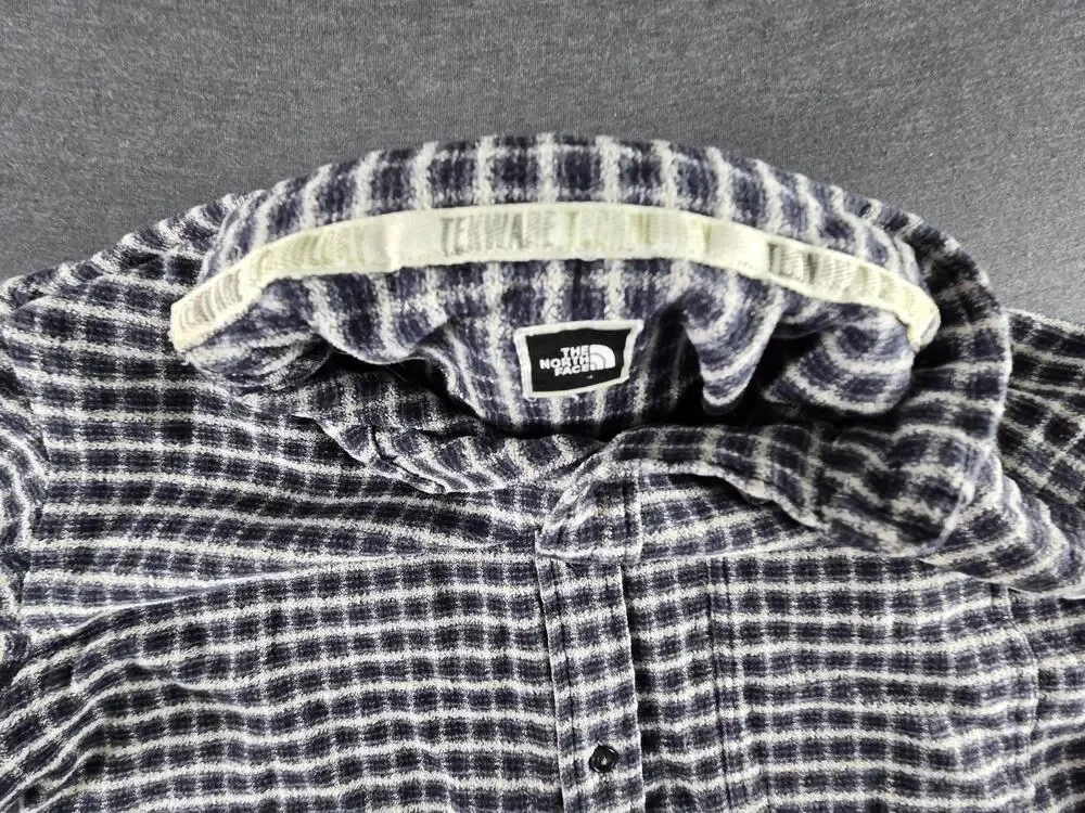 The North Face Shirt Mens Large Blue Check Long Sleeve Flannel Button Up Casual